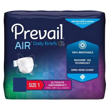 Prevail Air Disposable Diaper Brief, Heavy, Size 1