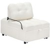 PAGED Modern 39 Inch Accent Chair and Ottoman Sets, Corduroy Fabric Sofa Chair with Cup Holder and 2 Pillows, Living Room Chair for Bedroom - 3 of 4