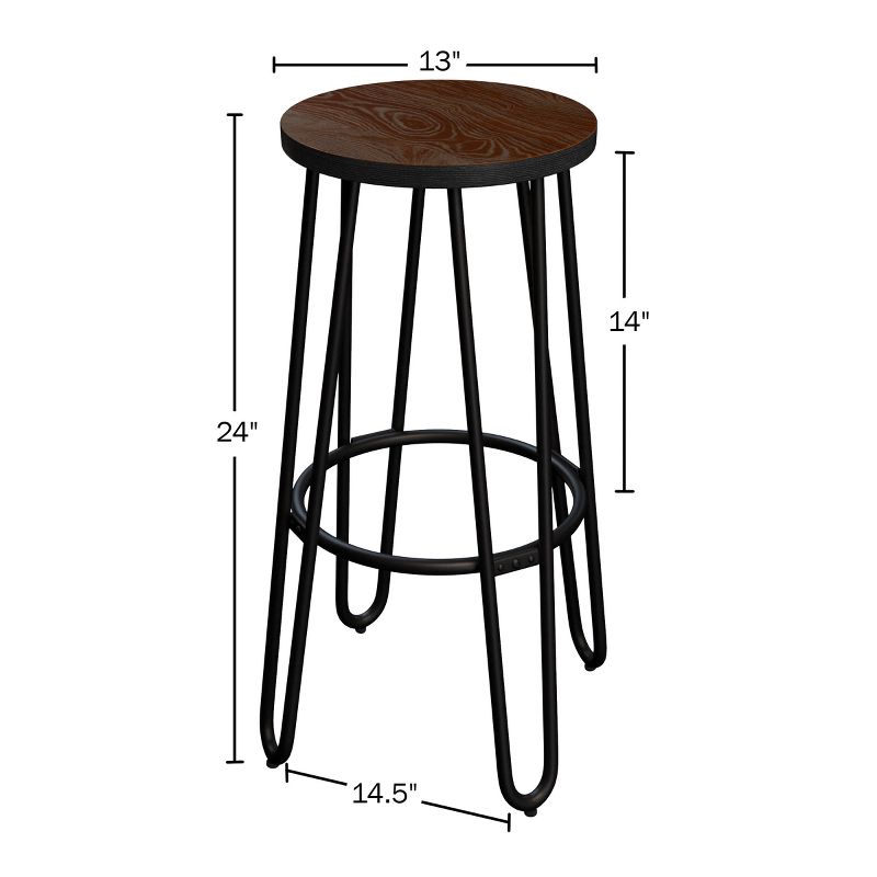 24-Inch Bar Stools - Backless Barstools with Hairpin Legs, Wood Seat - Kitchen or Dining Room - Modern Farmhouse Barstools by Lavish Home (Set of 4), 3 of 8