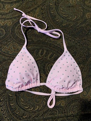 Women s Diamante Embellished Triangle Bikini Top Wild Fable Pink M Target