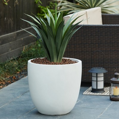White Round Magnesium Oxide Outdoor Planter 17.2"