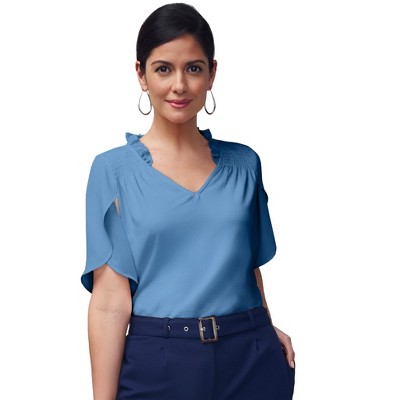 Jessica London Women's Plus Size Stretch Knit Smocked Yoke Top : Target