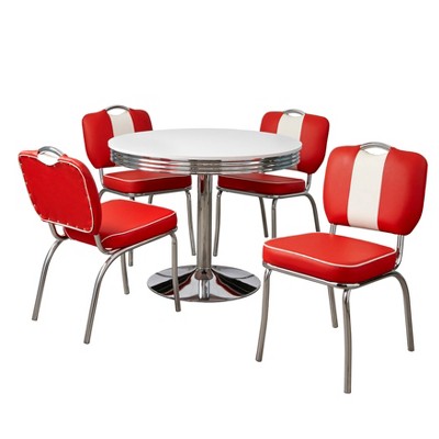 5pc Raleigh Retro Dining Set White Red Buylateral