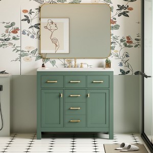 NicBex Bathroom Vanity without Sink/with Sink,Bathroom Sink Vanity with 4 Drawers and 2 Cabinets,36 inch Bathroom Sink Cabinet for Bathroom,Green/Blue - 1 of 4