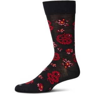Memoi Men's Snake-Themed Rayon Blend Novelty Crew Sock Black 10-13 - 1 of 4