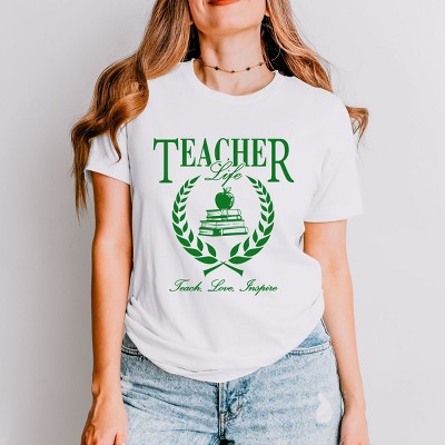 Simply Sage Market Teacher Life Books Short Sleeve Tee - L - White