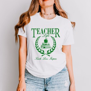 Simply Sage Market Teacher Life Books Short Sleeve Tee - XS - White - 1 of 4