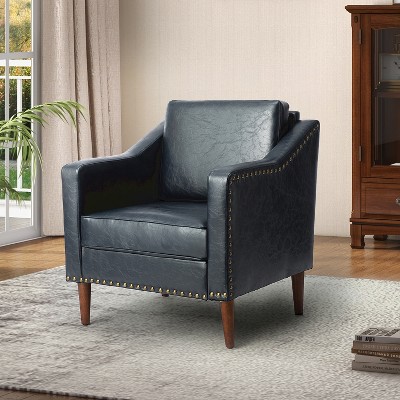 Bonita Transitional Vegan Leather Armchair with Removable Seat Cushion and  Nailhead Trims | ARTFUL LIVING DESIGN