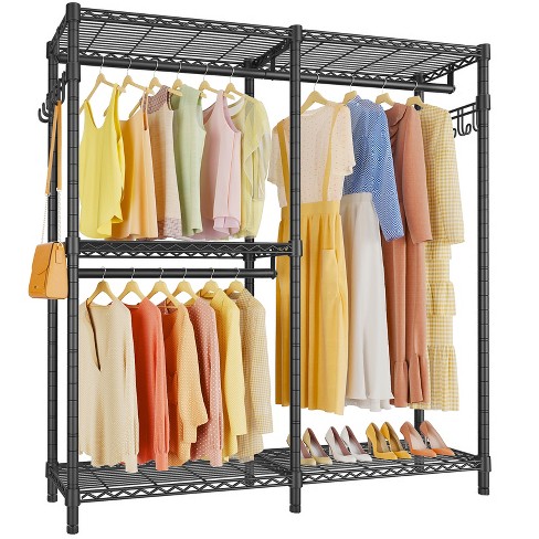 Jomeed Industrial Steel Freestanding Closet Clothing Garment Rack Organizer  With 6 Shelves And Hanging Rod For Home, Dorm, And Bedroom, Black/brown :  Target