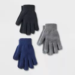 Kids' 3pk Gloves - Cat & Jack™ Navy/Gray/Black