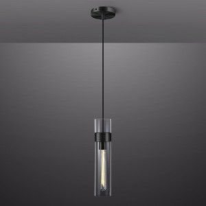 CityFurn 1-Light Gold Pendant Light with Clear Glass Shade - 1 of 4