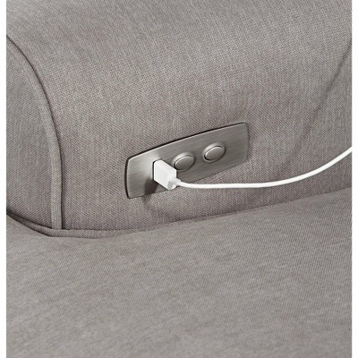 Slate Gray Upholstered Glider Recliner Chair with USB Port