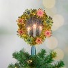 Northlight 7" Lighted Gold Tinsel Wreath with Candles Christmas Tree Topper - Multi Lights - 2 of 4