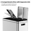 Dual Compartment Kitchen Trash Can, Stainless Steel Garbage Bin with Soft-Close Lid, Step Pedal & Removable Inner Buckets for Home - 2 of 4