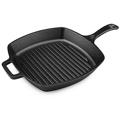 Westinghouse Cast Iron Seasoned Square Grill Pan, 10.5-Inch