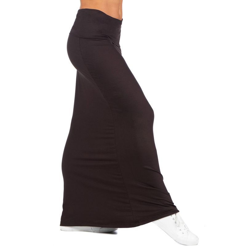 24seven Comfort Apparel Womens Comfortable Foldover Maxi Skirt, 2 of 5