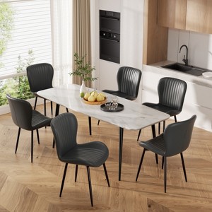 Dining Chairs Set of 2/4/6, Modern Upholstered Pu Leather Kitchen Side Chairs Comfy Backrest - 1 of 4