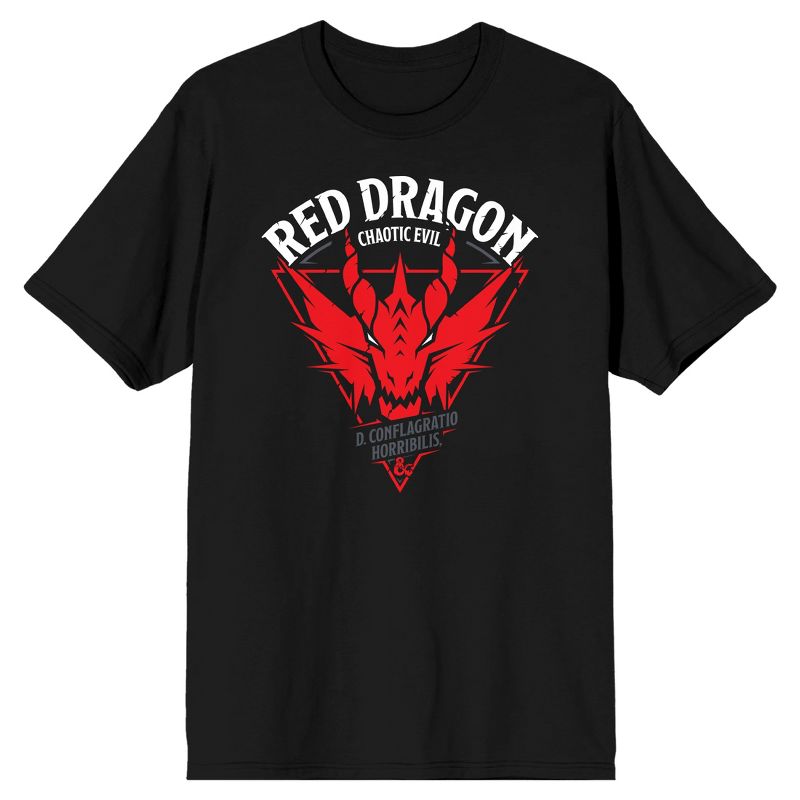 Dungeons & Dragons Red Dragon Men's Black Crew Neck Short Sleeve Graphic Tee, 1 of 4