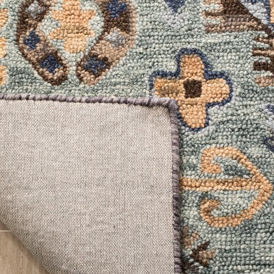 Aspen Blue and Beige Wool Tufted Square Area Rug
