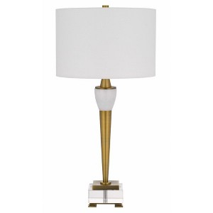 Cal Lighting 150W 3 Way Bradford Metal Table lamp with Crystal Base and Drum hardback Fabric Shade - 1 of 2