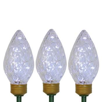 Northlight 3ct Clear LED Jumbo C9 Bulb Christmas Pathway Marker Lawn Stakes - 3 ft White Wire