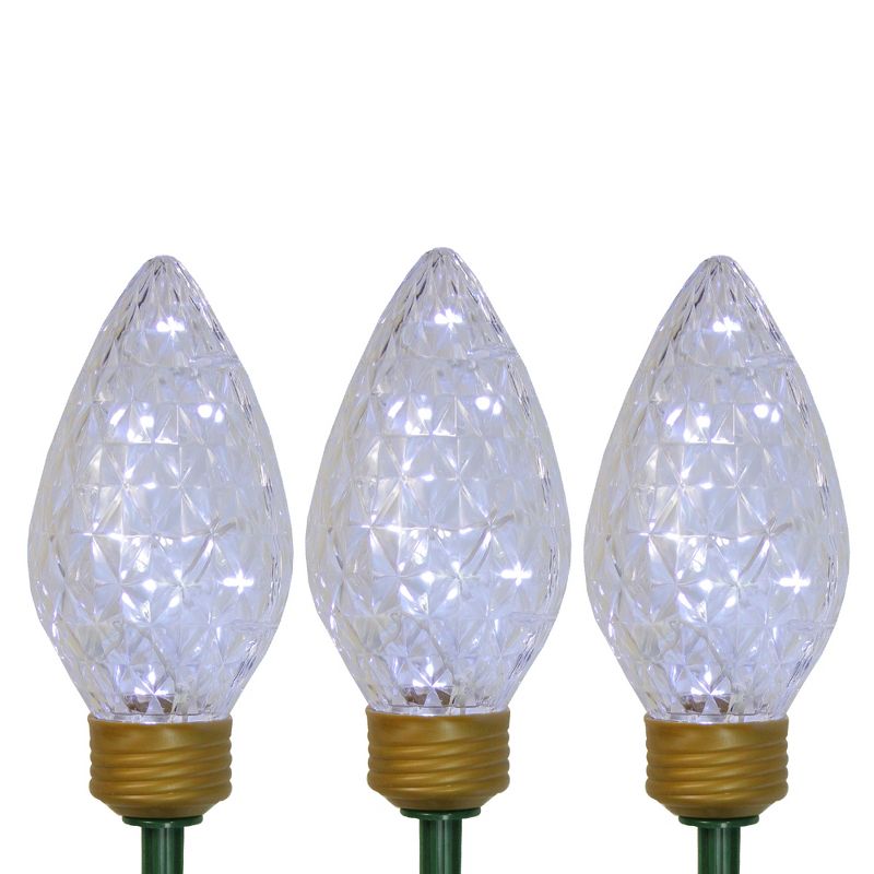 Northlight 3ct Clear LED Jumbo C9 Bulb Christmas Pathway Marker Lawn Stakes - 3 ft White Wire, 1 of 4