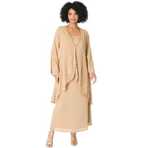 Roaman's Women's Plus Size Beaded Dress And Gown Set - 1 of 4