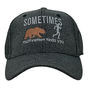 Sometimes Motivation Finds You Bear Hat Funny Sarcastic Graphic Novelty Cap - Crazy Dog Hat for Animal Lovers Black Standard - 1 of 4