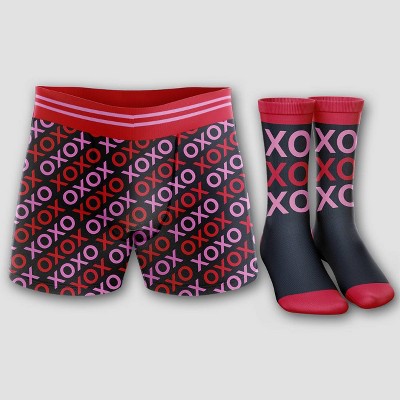 Men's Valentines Day XO Boxer Briefs & Socks Set