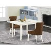 HomeStock 3-Piece Linen White Finish Rectangular Solid Wood Top with Butterfly Leaf Dining Table Set - 2 of 4
