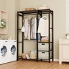 AZL1 Life Concept Garment Rack Acacia Wood with Shelves 2 Wicker Drawers 4 Hooks for Bedroom Entryway Walk in Closet, Gray, 17.3"*11.4"*38" - 2 of 4