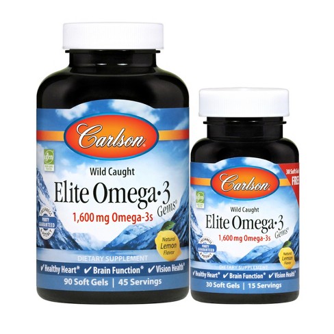 Carlson - Elite Omega-3 Gems, 1600 Mg Omega-3s, Norwegian, Wild Caught ...