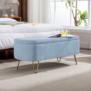 Lycvki Modern Storage Ottoman Bench with Gold Legs for End of Bed - 1 of 4