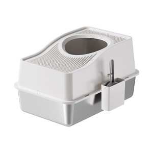 Stainless Steel Fully Enclosed Cat Litter Box With Hollow Lid And Heightened Lid To Prevent Splashing And Carry-Out, Top-Entry Deodorizing Cat Toilet - 1 of 1