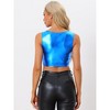 INSPIRE CHIC Women's U Neck Sleeveless Party Clubwear Shiny Metallic Crop Tank Tops - 4 of 4