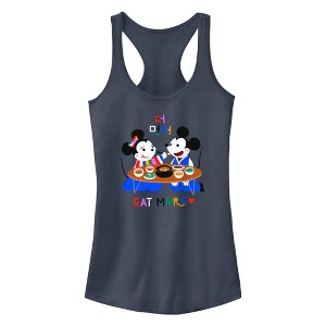 Junior's Mickey & Friends Eat More Couple Racerback Tank Top - 1 of 4
