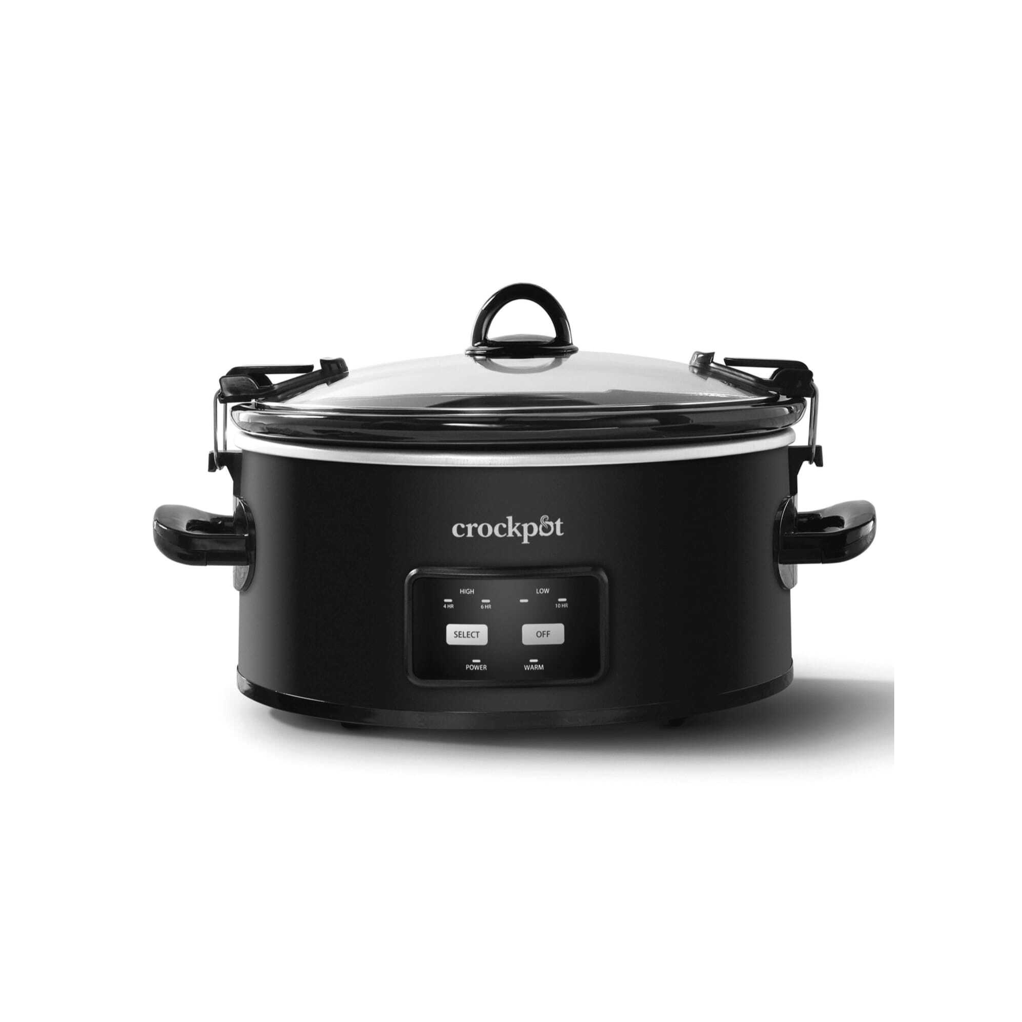 Crock-Pot 6qt Cook & Carry One Touch Programmable Slow Cooker Matte Black: Locking Lid, Removable Stoneware Pot