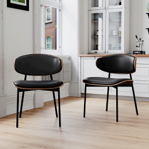 Luck Live Farmhouse Contemporary Dining Chairs with Metal Frame, Soft Upholstered Seat & Back (Set Of 2) - 1 of 4