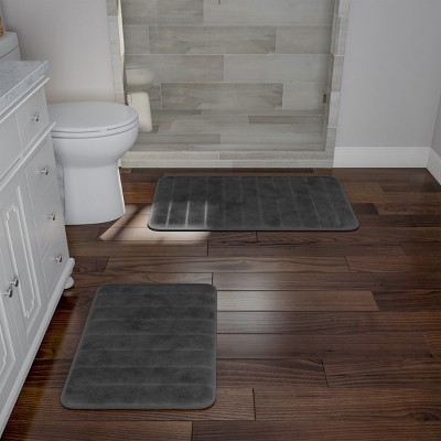 2-piece Bathroom Rug Set – Memory Foam Bath Mats With Plush