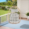 CAVINAS Egg Rattan Outdoor Swing Chair,Wooden Porch Swing for Farmhouse, Courtyard,Apartment,100% Hand Woven - 2 of 4