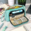 Wrapables Large Capacity Pencil Case, Portable Pencil Pouch for Stationery Office Supplies, Green - 4 of 4