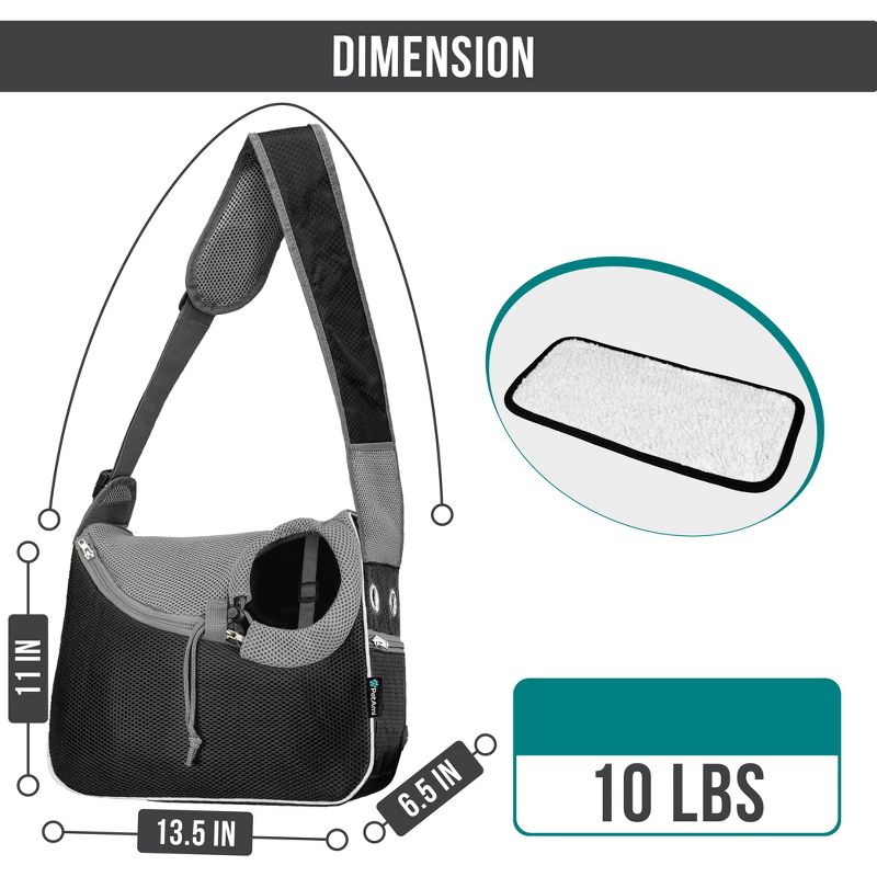 PetAmi Small Dog Sling Carrier, Soft Crossbody Puppy Carrying Purse, Adjustable Breathable Travel Pet Cat Pouch to Wear for Traveling, 2 of 8