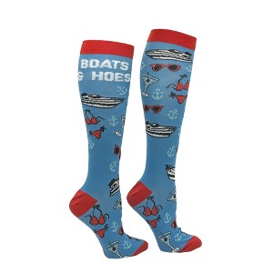 Boats And Hoes Funny Novelty Compression Socks For Men - Crazy Dog Compression Socks - 1 of 4