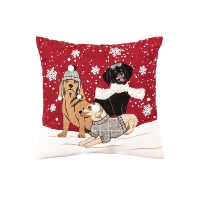 C&F Home 18" x 18" Fur Friends Embellished Christmas Holiday Throw Pillow