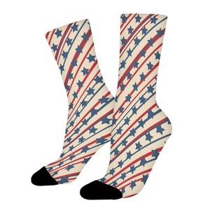 American Patriotic Stars And Stripes Women Printed Crew Socks Funny Funky Socks Soft Polyester Novelty Gifts for Artists Men - 1 of 1