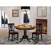 HomeStock 3-Piece Round Black and Cherry Finish Solid Wood Top Dining Table with 2 Chairs - 2 of 4