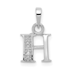 Black Bow Jewelry The Chloe Mini Diamond Accent Initial H Pendant in 14k White Gold - 1 of 4