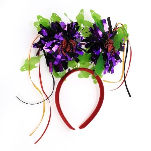 Unique Bargains Halloween Novelty Spiders Pattern Headband 4.72" Diameter Red Green 1 Pc - 1 of 4