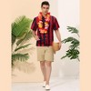 Lars Amadeus Men's Summer Irregular Printed Camp Collar Short Sleeves Button Down Hawaiian Shirt - 3 of 4