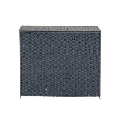 Gray Wicker 3-Compartment Laundry Sorter with Lid